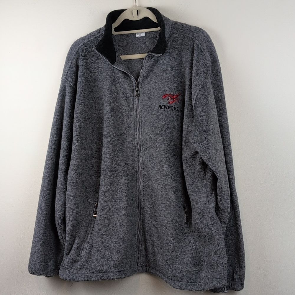 GOGO Sports, Inc Gray & Black Newport RI Embroidered Zip-Up Fleece Jacket Unisex